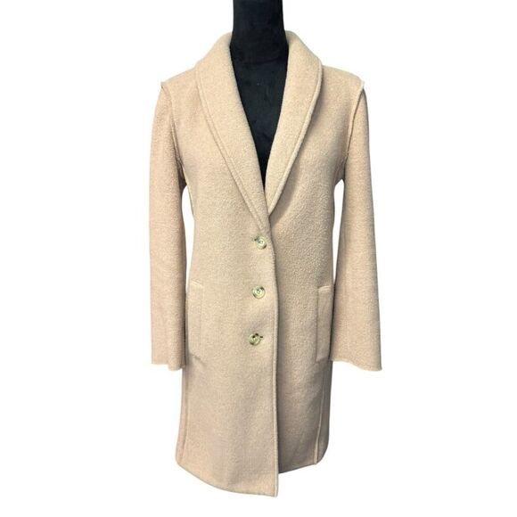 J.Crew Wool Blend Shawl Collar Coat Camel Beige Size 4 Elegant Classic - Picture 2 of 14
